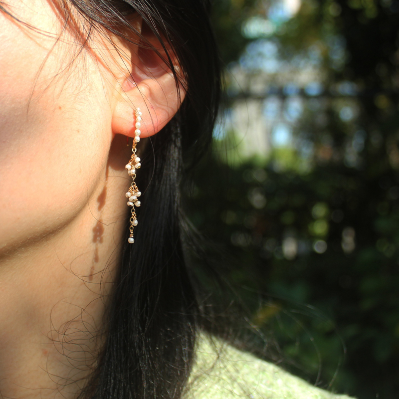 小葡萄流苏耳链耳线珍珠淑女耳环