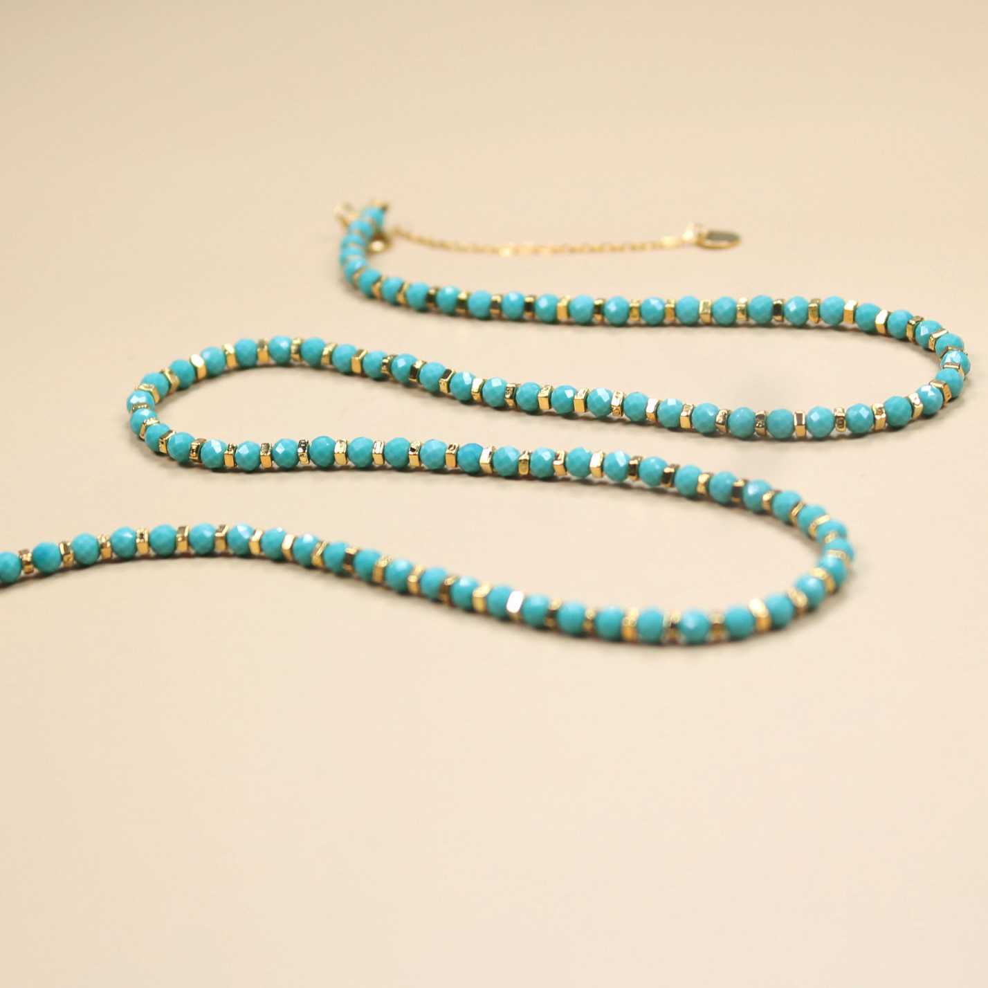 여성을위한 천연 청록색 쇄골 체인 오리지널 디자인 금도금  대비 페르시 넥 체인 쥬얼리 파란색과 청록색 목걸이