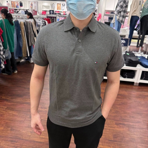 汤米北美正品现货美版商务POLO衫男纯棉短袖宽松纯色经典翻领T恤