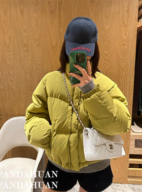韩版聚酯短款立领羽绒服