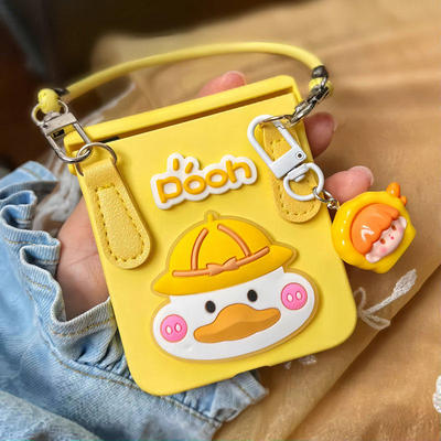 适用荣耀MagiciV折叠屏小米mixflip2手机壳三星GalaxyZFlip6/7小黄鸭W25Flip带挂绳MOTORazr50保护壳640Ulrta