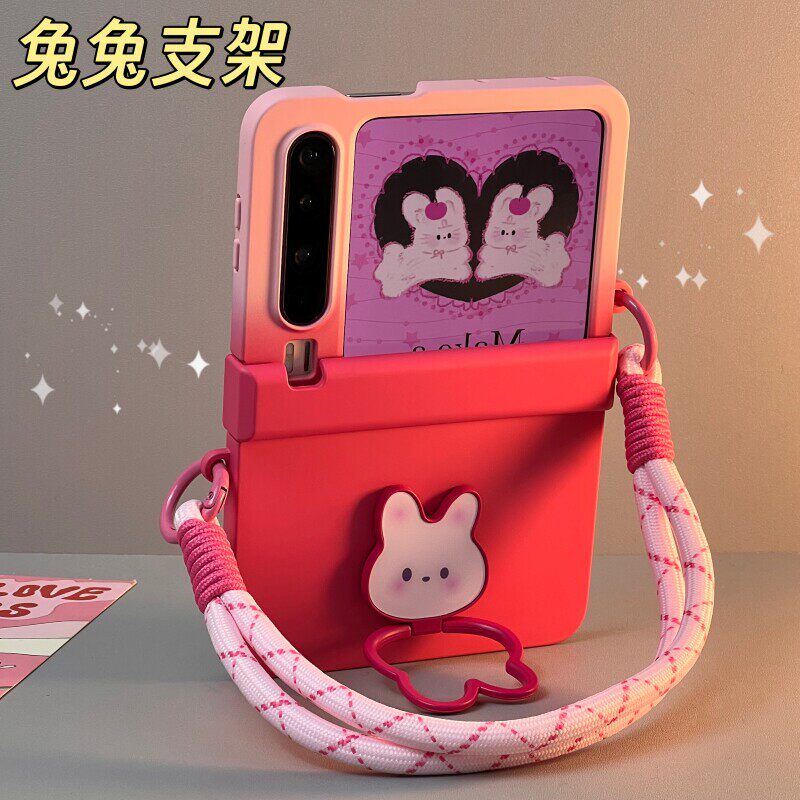 适用华为pura X手机壳小折叠渐变壳膜一体钢化膜purax典藏版带手提斜跨铰链全包中轴保护支架创意个性可爱