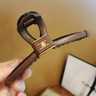 韩国进口美拉德色系大号13厘米抓夹凯旋门皮质发抓流行气质鲨鱼夹