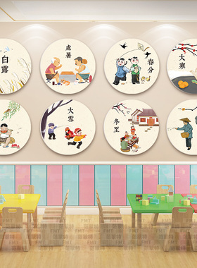 24二十四节气幼儿园环创布置楼梯过道墙面装饰画传统文化挂画墙贴