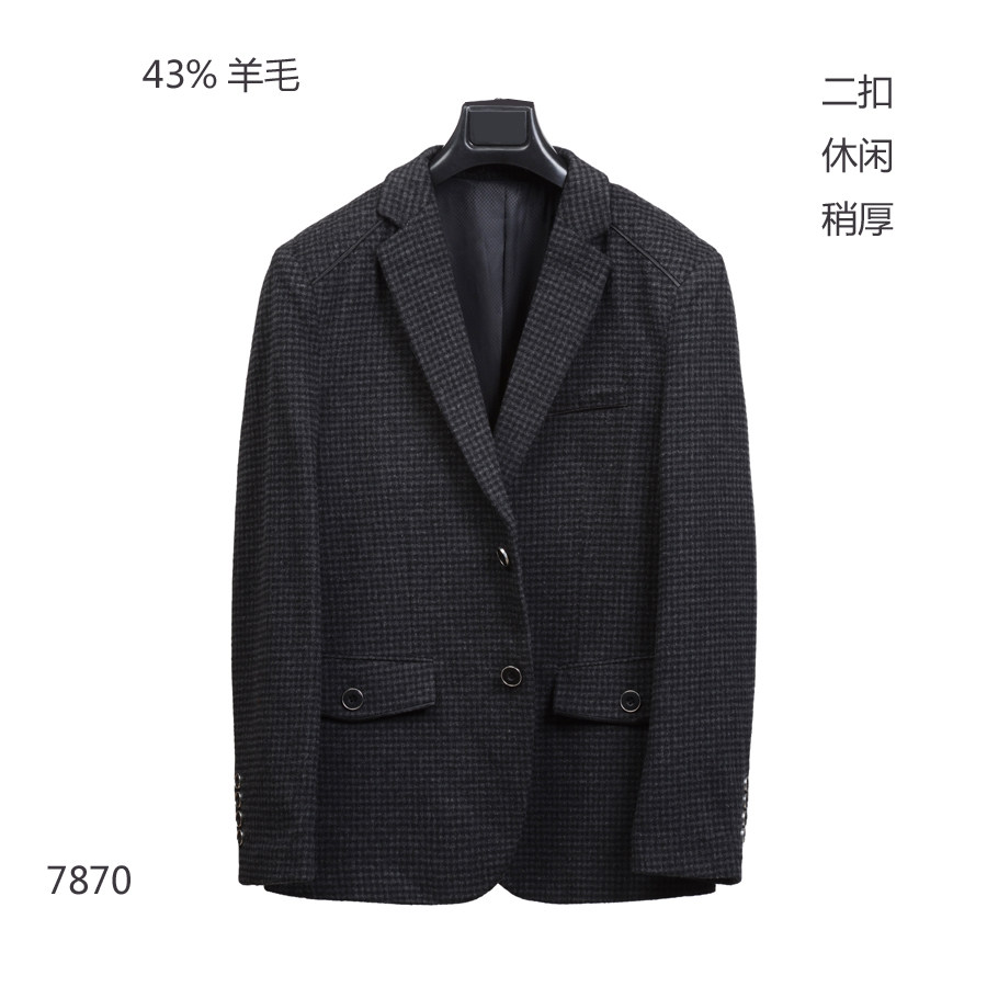 43%羊毛面料 男士休闲西服毛料软呢子不剪标春款款二扣单西装外套