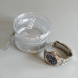 出口意大利高端小物 可视透明便携珠宝首饰盒 圆形手表手链收纳盒