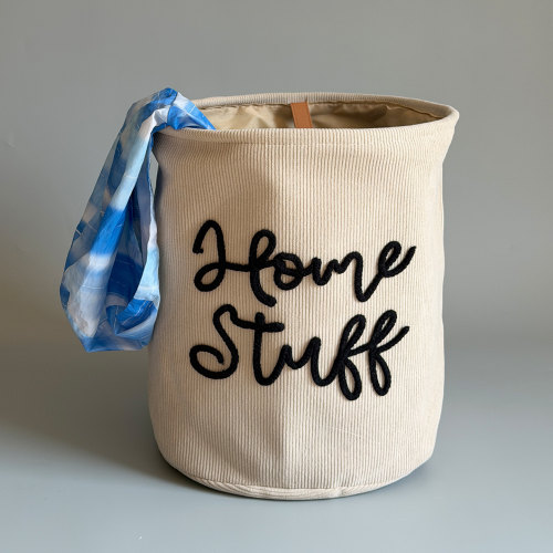 出口北欧灯芯绒毛绒玩具收纳桶