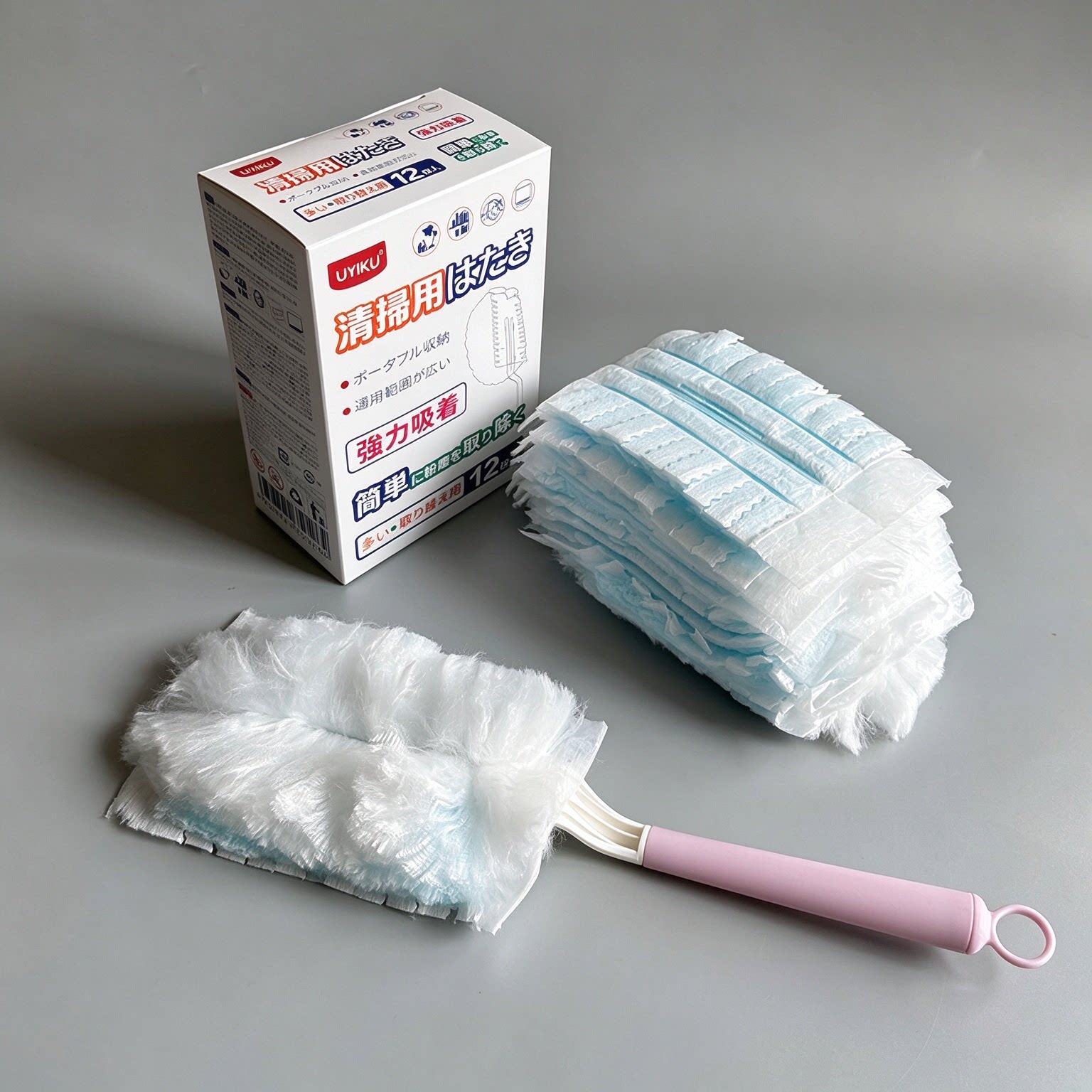 出日本24片静电除尘掸吸尘扫灰清理刷鸡毛掸子除尘刷一次性吸尘掸