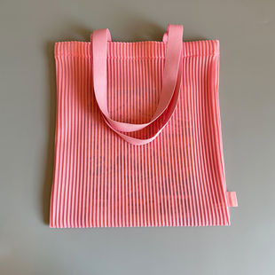 出口老美蜜桃粉优雅肌理竖条厚垂顺托特包 通勤上学休闲单肩女包