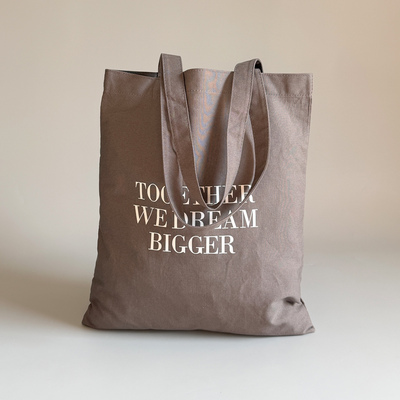 Italy年轻潮牌男女水泥灰棉布袋