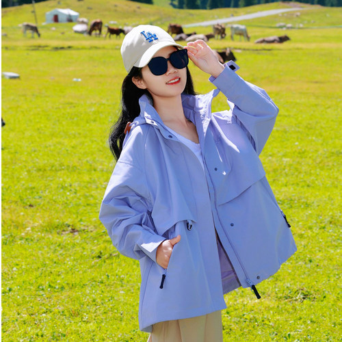 户外夹克防风防泼水风衣黄亦玫同款女宽松春秋单冲外套明星款式