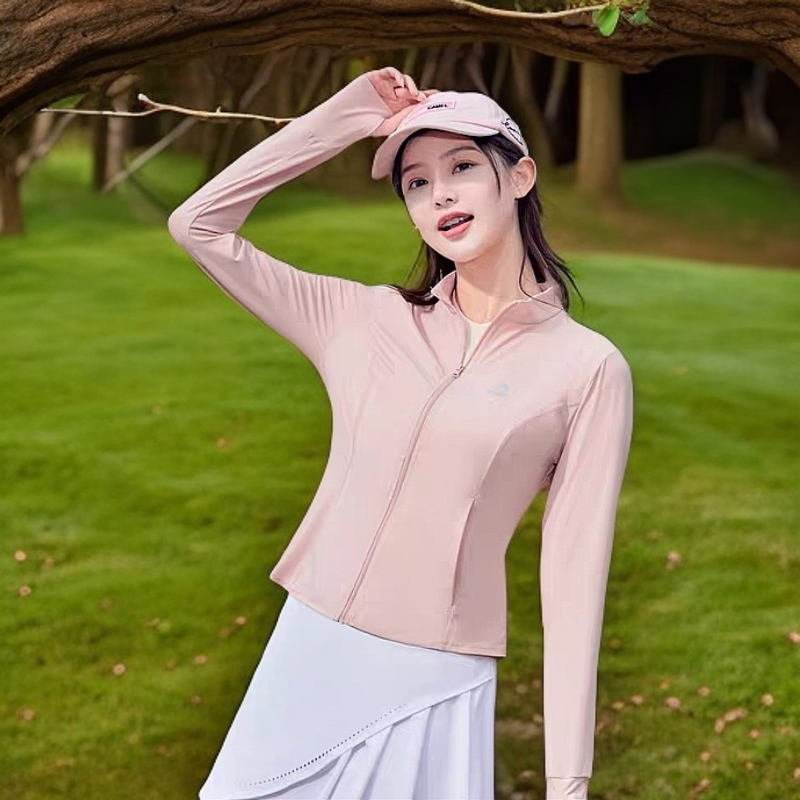 春夏立领冰感透气速干修身冰丝女士户外皮肤衣