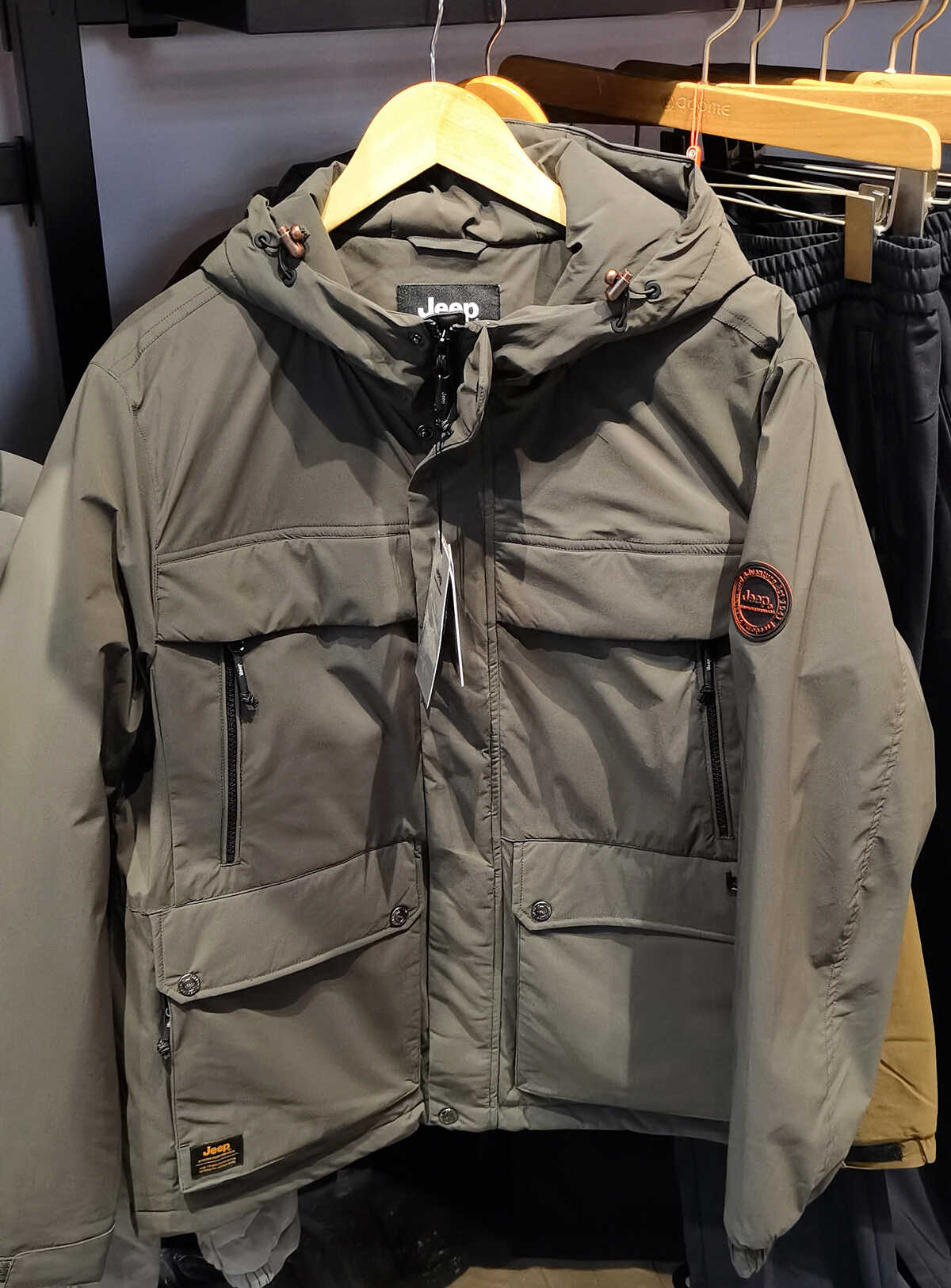 秋冬男士工装款户外棉服JEEP连帽