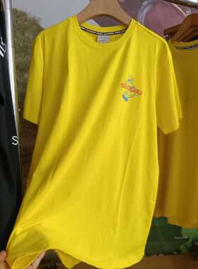 斯凯奇短袖T恤男夏季新款潮流ins马印花图案半袖衫黄色