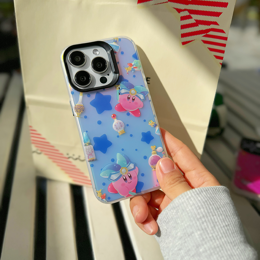 炫彩镭射双层imd手机壳iPhone15ProMax苹果手机保护套防摔12/13/14星之卡比游戏角色香水瓶外壳保护壳