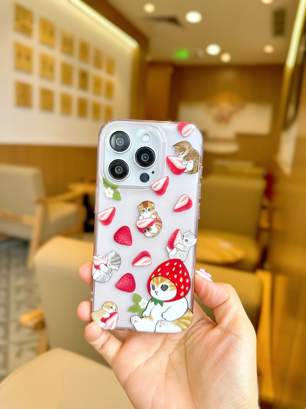 猫福珊迪透明软胶草莓可爱iphone