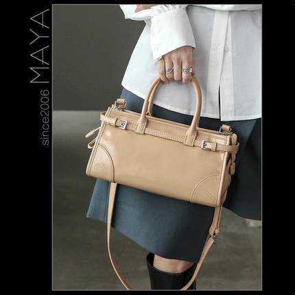 2025玛雅春款真皮牛皮手提斜挎托特包大牌设计通勤百搭时尚女包潮