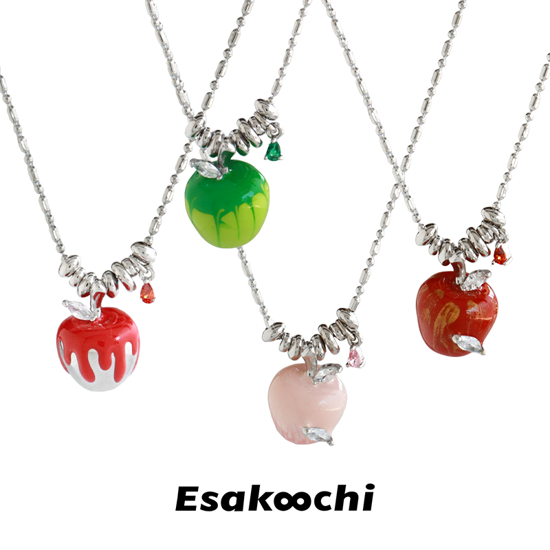 Esakoochi苹果项链可爱小众设计感锁骨链