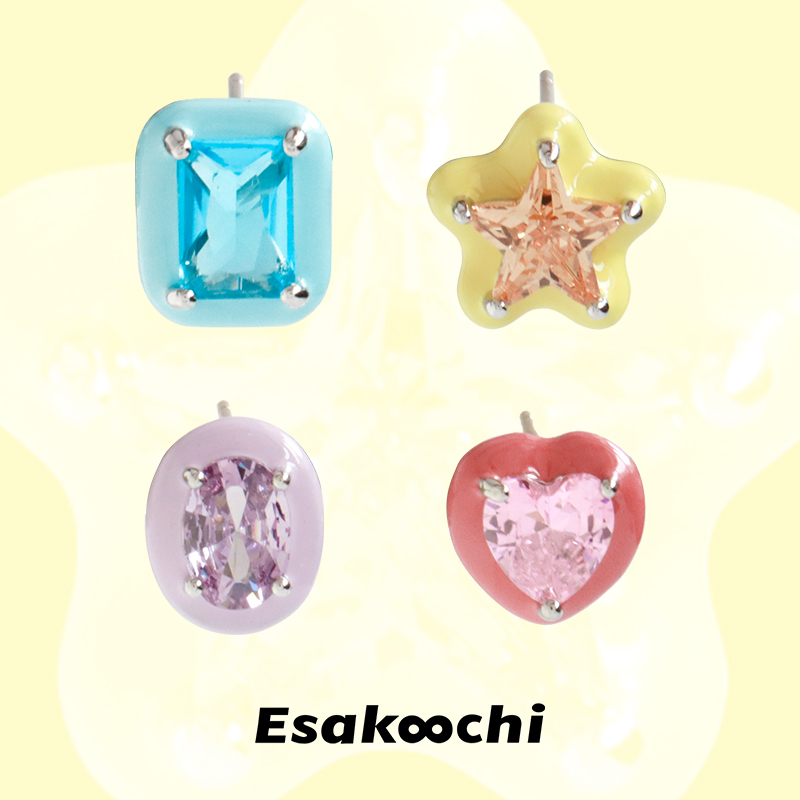 Esakoochi多巴胺巧克力豆~耳钉童趣可爱气质ins小众设计彩色耳饰