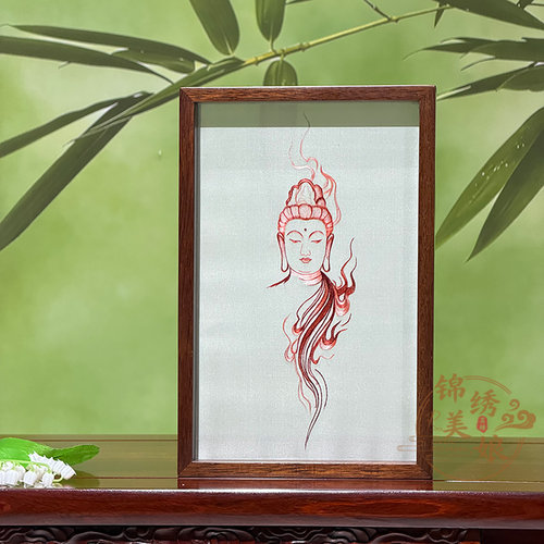 非遗苏绣观自在精品双面绣书房桌面摆件手工刺绣送长辈送朋友礼品