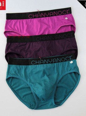 单条装CYN创雅诺95031竹纤维面料男士三角裤宽腰边净色抗菌男内裤