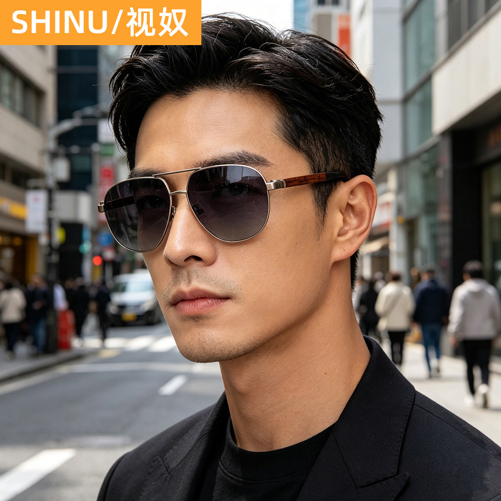视奴品牌大号墨镜男款实木斑马红檀木手工眼镜偏光太阳镜男2026新