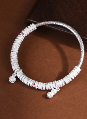 首饰手环纯足银素银复古民族风