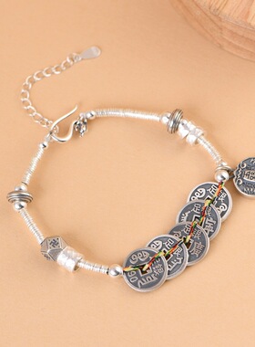 S925银复古diy手工编绳盘缠手链