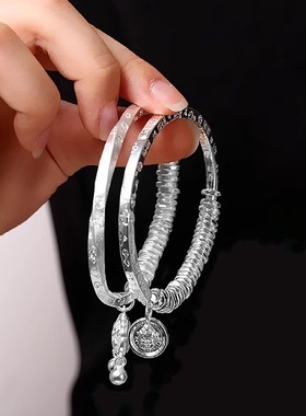 古法素银足银吉祥如意锁