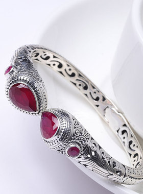 纯银印尼复古高档女士手镯