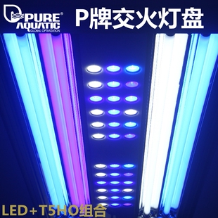 P牌极光交火灯盘T5HO/LED海水珊瑚鱼缸 淡水水草水族箱灯具正品