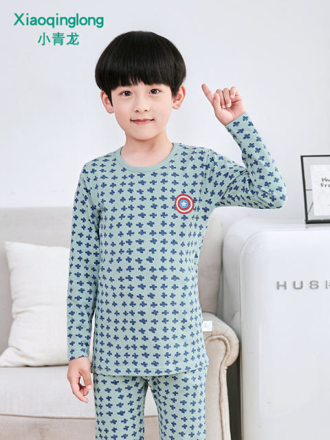 LITTLE GREEN DRAGON PLUS KIDS KIDS SPRING AND AUTUMN LYCRA COTTON UNDERWEAR SET ORIGINAL CARTOON HOME CLOTHING AUTUMN CLOTHES AND PANTS