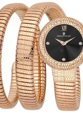 代购Christian Van Sant女士腕表防水夜光日期计时金属钢带黑色