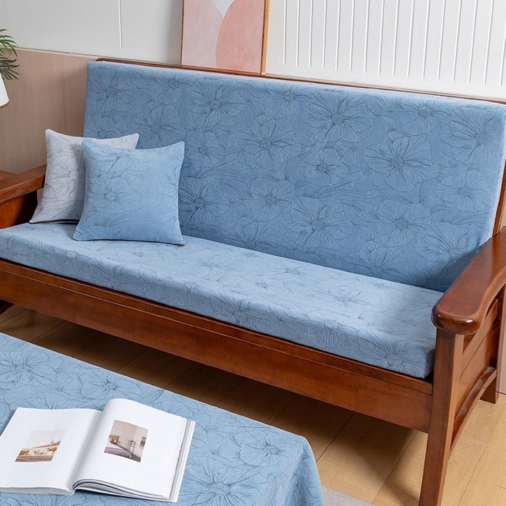 老式红实木沙发垫带靠背雪尼尔防滑可拆洗高密度加厚海绵垫子连体