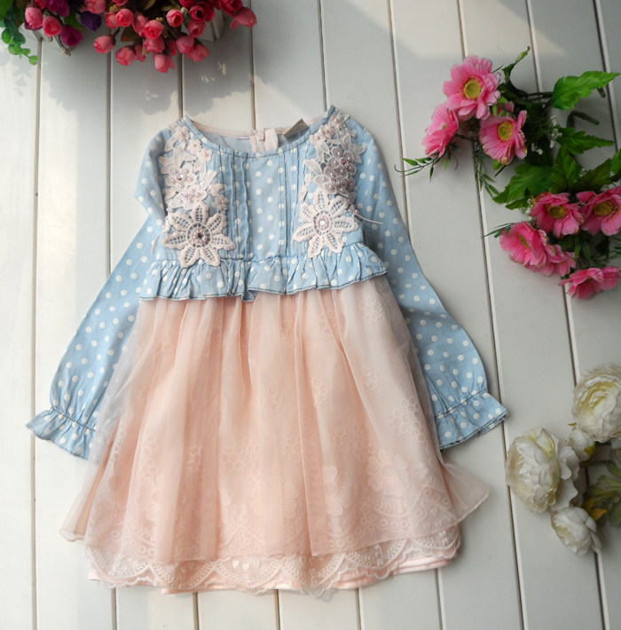 丹尼熊品牌童装库存折扣特卖女童秋装连衣裙裙式上衣公主纱裙