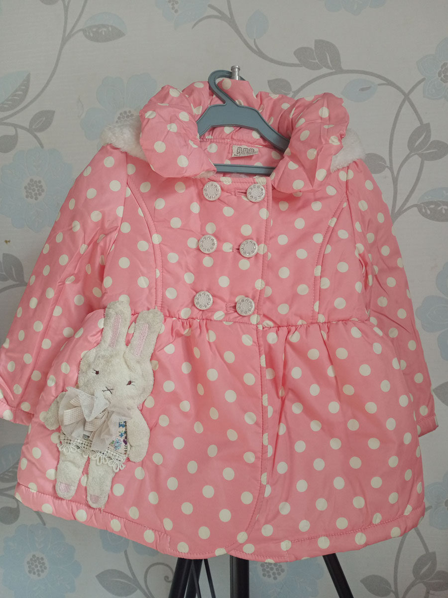丹尼熊撤柜清库存低价折扣特卖女童小童粉色波点棉服连帽外套上衣