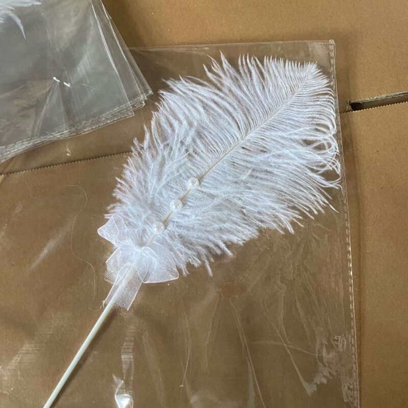 蝴蝶结珍珠鸵鸟羽毛生日蛋糕装饰