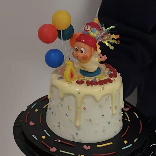 儿童生日蛋糕装饰摆件网红可爱蜡烛吹泡泡抱气球蜡烛火苗插件插排