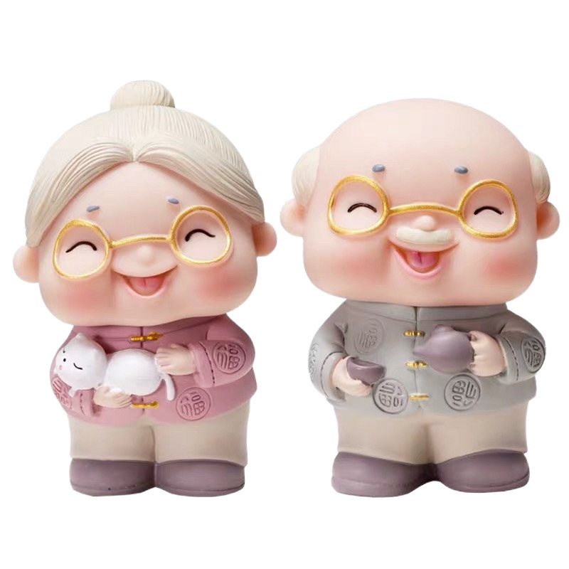 老人祝寿蛋糕装饰插牌摆件老头老太正寿桃寿星公婆福寿字爷爷奶奶