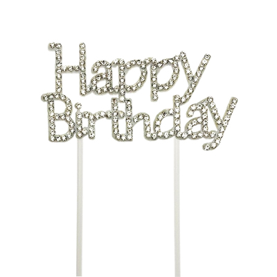 网红钻石happybirthday蛋糕插牌