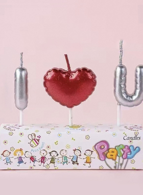 Iloveyou红色蜡烛七夕214情侣表白网红520生日蛋糕装饰蜡烛插件