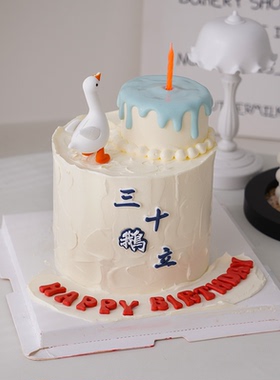 网红蛋糕装饰三十而立小天鹅摆件男神老公男士30岁生日蜡烛插件