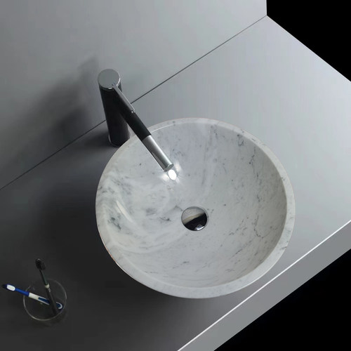 爵士白艺术盆轻奢台上盆圆形