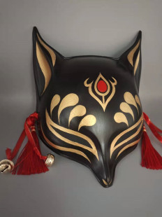 黑色狐狸面具加大加厚半脸塑料成人面具 动漫 网游COS角色扮演面