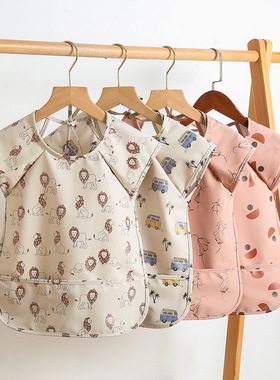 丹麦防水罩衣儿童夏季防水反穿衣婴幼儿饭兜无袖防脏吃饭衣画画