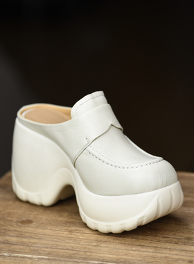 Mi.sili 舒适懒人拖厚底包头拖鞋女增高防水台穆勒鞋