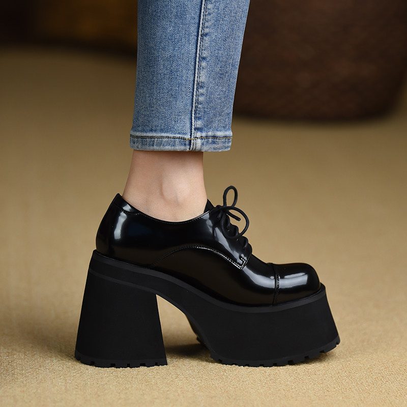 misili系带厚底粗跟深口单鞋春秋季新款11cm高跟鞋黑色防水台女鞋,女鞋,深口单鞋,淘宝优惠券,粉丝福利购,淘宝优惠卷