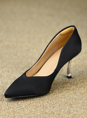 misili 法式轻奢尖头细跟单鞋7.5cm高跟鞋2026春夏季新款平底女鞋