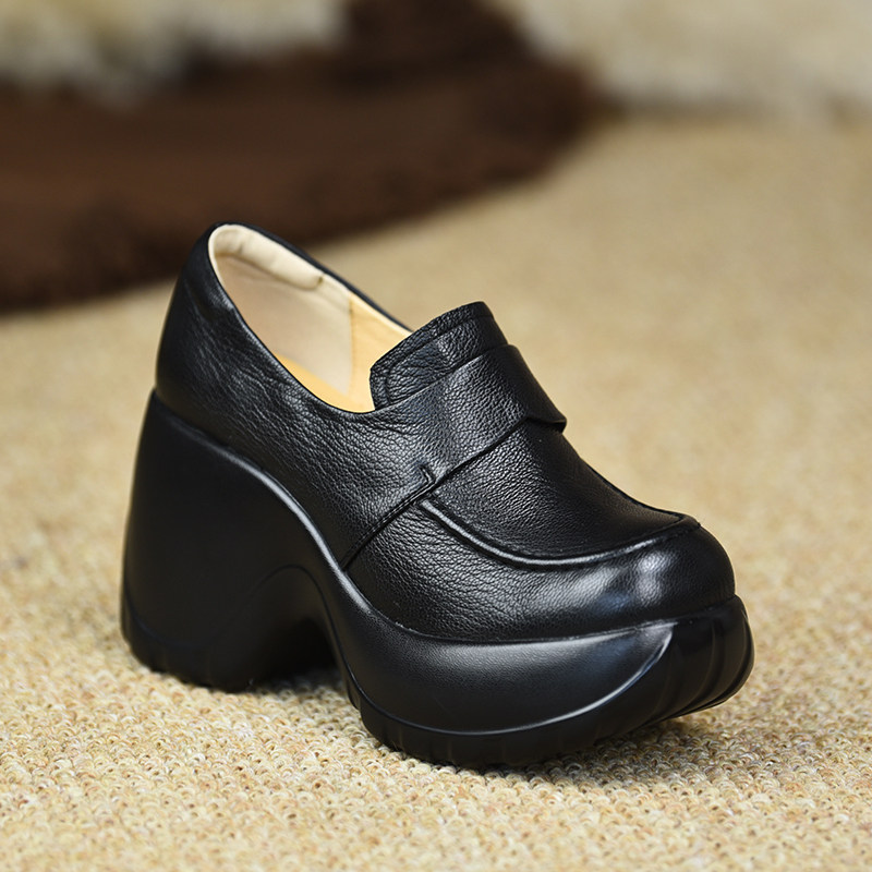 misili 一脚蹬坡跟单鞋9.5cm高跟鞋2026春秋季新款小个子厚底女鞋,女鞋,深口单鞋,淘宝优惠券,粉丝福利购,淘宝优惠卷