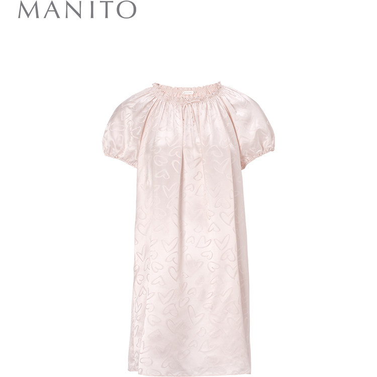 MANITO/曼尼陀Loving女士桑蚕丝连衣裙21姆米爱心提花宽松睡裙